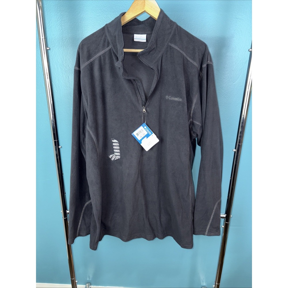 Columbia Pullover Mens 2XL Black Pine Ridge Half Zip Long Sleeve Fleece Top NWT